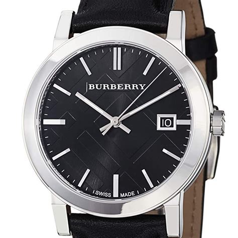 Burberry City Black Dial Black Leather Men's Watch BU9009